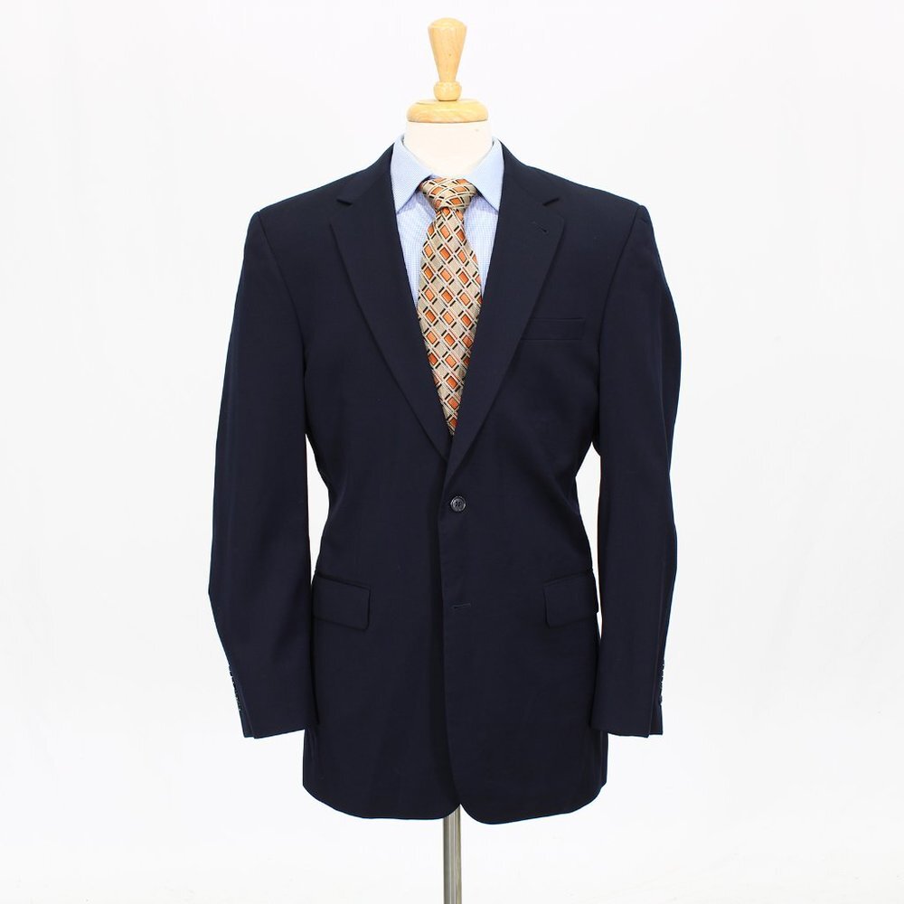 Jos. A. Bank 41L Navy Solid 2-Button Sport Coat Blazer Jacket V241